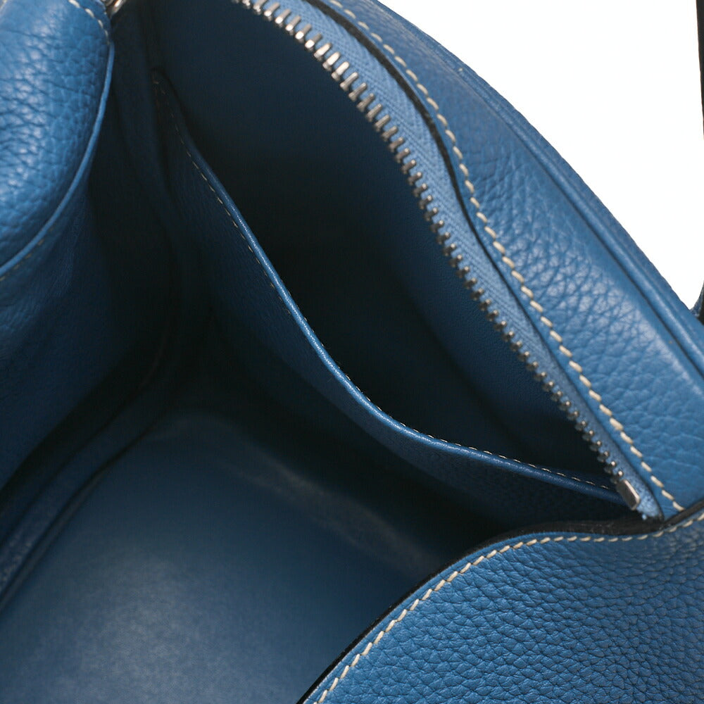 HERMES Lindy 34 Shoulder Bag Tryon Clemence Blue Jean Blue Jean Silver-Tone Hardware, Pre-Owned