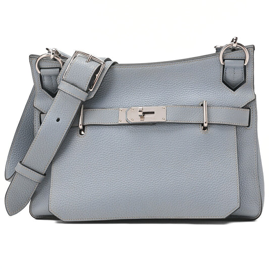 HERMES Gypsy 31 Shoulder Bag Thillon Clemence Blue Run Silver-Tone Hardware, Pre-Owned