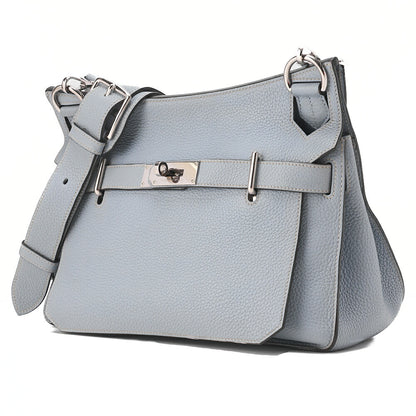 HERMES Gypsy 31 Shoulder Bag Thillon Clemence Blue Run Silver-Tone Hardware, Pre-Owned