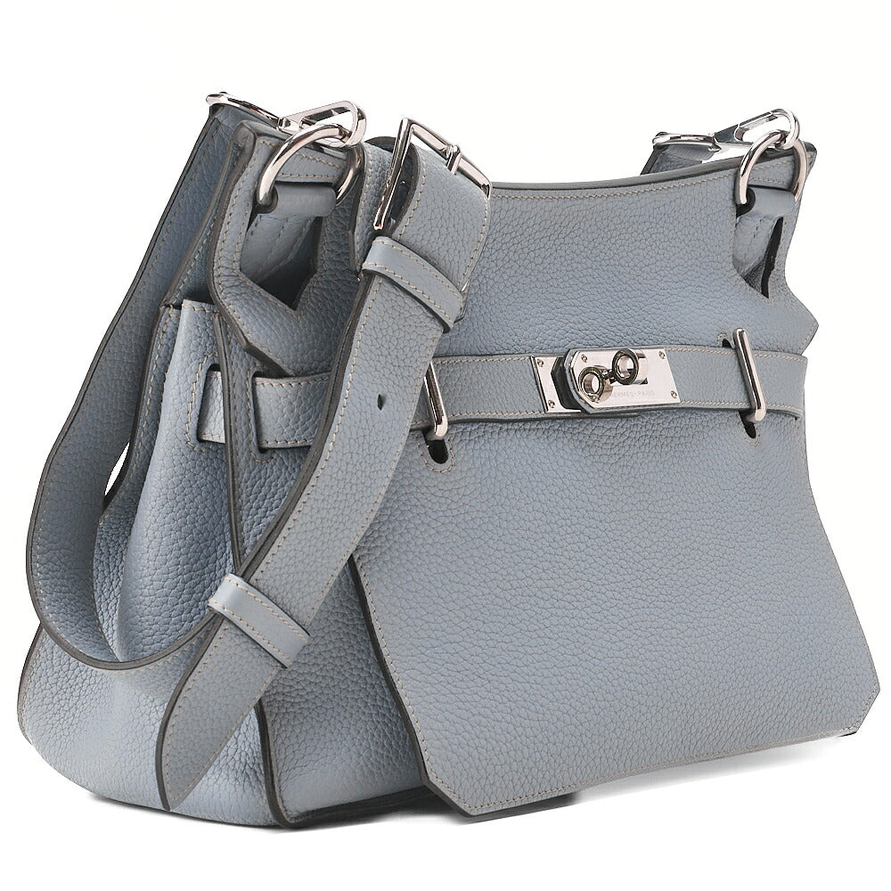 HERMES Gypsy 31 Shoulder Bag Thillon Clemence Blue Run Silver-Tone Hardware, Pre-Owned