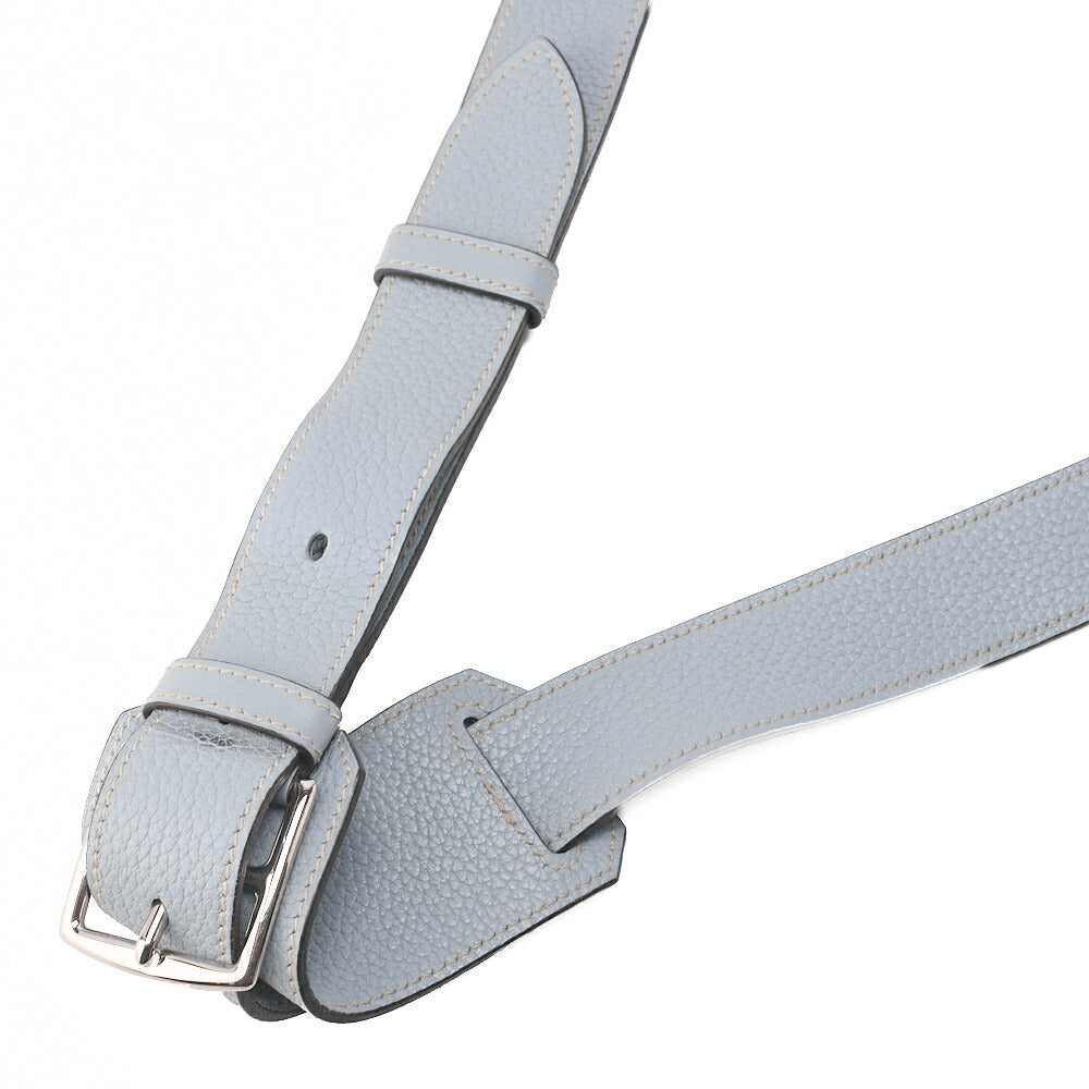 HERMES Gypsy 31 Shoulder Bag Thillon Clemence Blue Run Silver-Tone Hardware, Pre-Owned