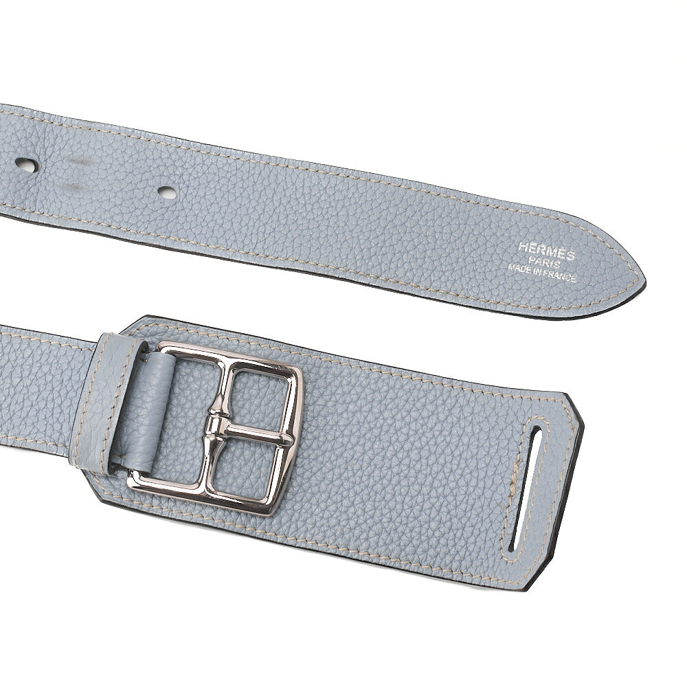 HERMES Gypsy 31 Shoulder Bag Thillon Clemence Blue Run Silver-Tone Hardware, Pre-Owned