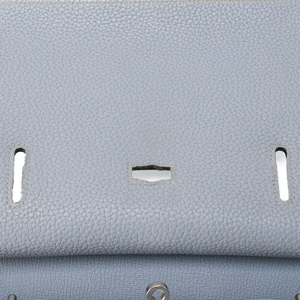 HERMES Gypsy 31 Shoulder Bag Thillon Clemence Blue Run Silver-Tone Hardware, Pre-Owned