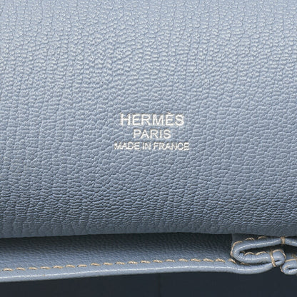 HERMES Gypsy 31 Shoulder Bag Thillon Clemence Blue Run Silver-Tone Hardware, Pre-Owned