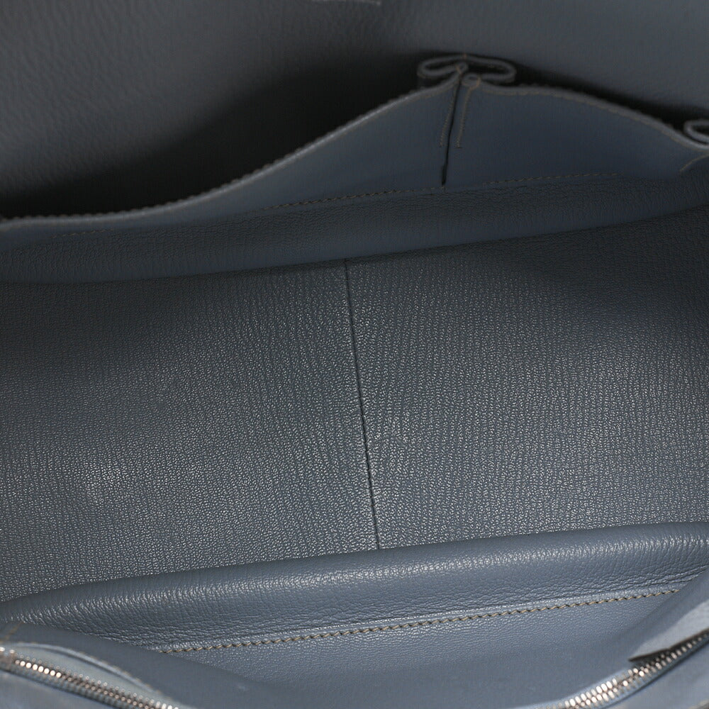 HERMES Gypsy 31 Shoulder Bag Thillon Clemence Blue Run Silver-Tone Hardware, Pre-Owned