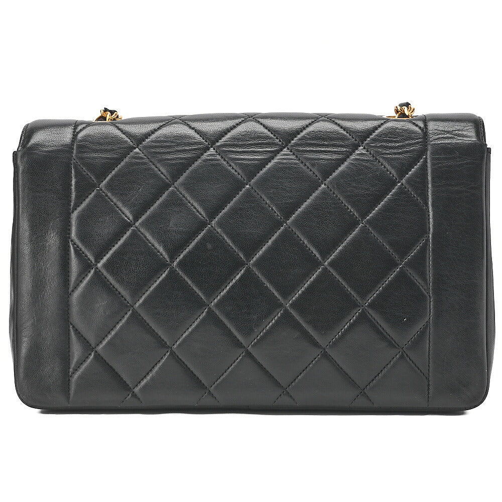 CHANEL Shoulder Bag Matelasse Lambskin Diana 24cm Flap Chain Shoulder Black Gold-Tone Hardware, Pre-Owned