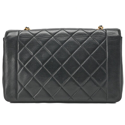 CHANEL Shoulder Bag Matelasse Lambskin Diana 24cm Flap Chain Shoulder Black Gold-Tone Hardware, Pre-Owned