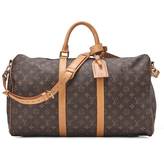 LOUIS VUITTON Louis Vuitton Monogram Keepol Handbag 50 Boston Bag M41416 Brown Gold-Tone Hardware, Pre-Owned