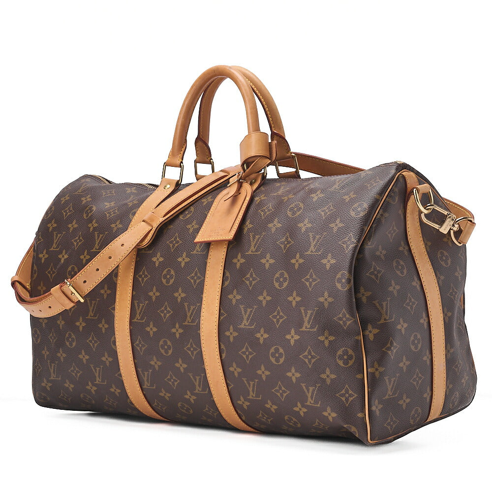 LOUIS VUITTON Louis Vuitton Monogram Keepol Handbag 50 Boston Bag M41416 Brown Gold-Tone Hardware, Pre-Owned