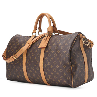 LOUIS VUITTON Louis Vuitton Monogram Keepol Handbag 50 Boston Bag M41416 Brown Gold-Tone Hardware, Pre-Owned