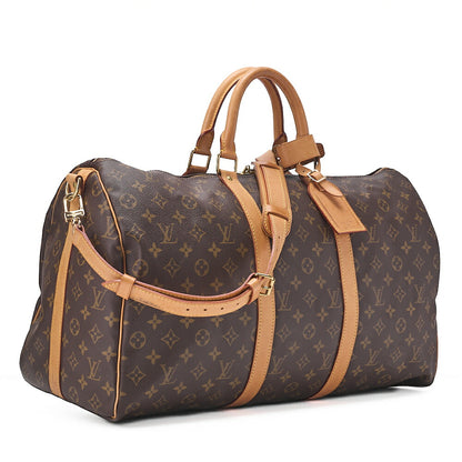 LOUIS VUITTON Louis Vuitton Monogram Keepol Handbag 50 Boston Bag M41416 Brown Gold-Tone Hardware, Pre-Owned