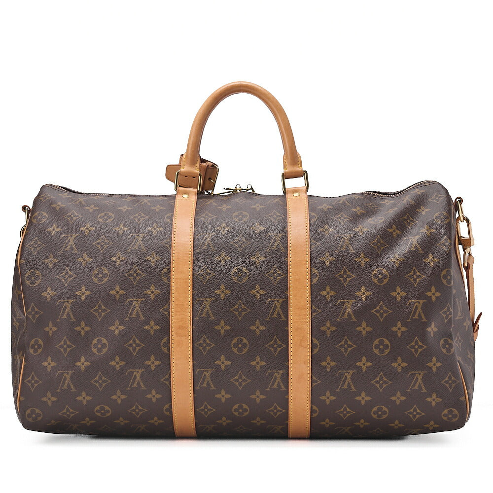 LOUIS VUITTON Louis Vuitton Monogram Keepol Handbag 50 Boston Bag M41416 Brown Gold-Tone Hardware, Pre-Owned