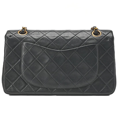 CHANEL Matelasse Double Flap 23cm Chain Shoulder Lambskin Black Gold-Tone Hardware, Pre-Owned