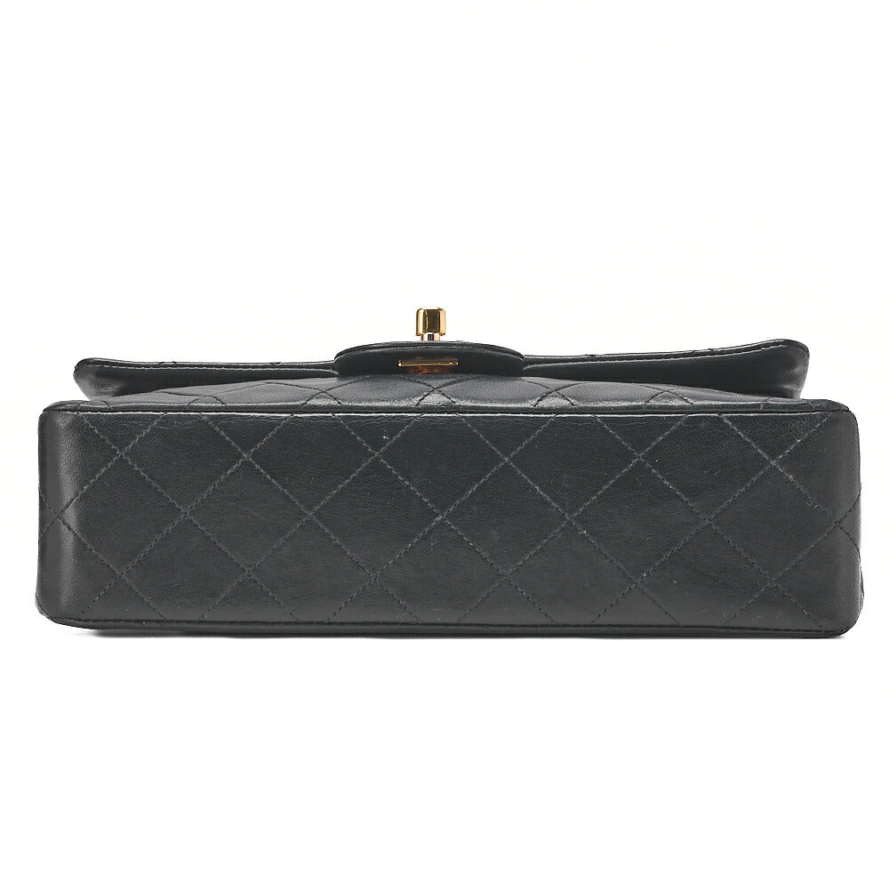 CHANEL Matelasse Double Flap 23cm Chain Shoulder Lambskin Black Gold-Tone Hardware, Pre-Owned