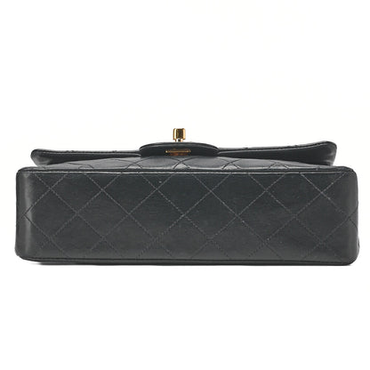 CHANEL Matelasse Double Flap 23cm Chain Shoulder Lambskin Black Gold-Tone Hardware, Pre-Owned