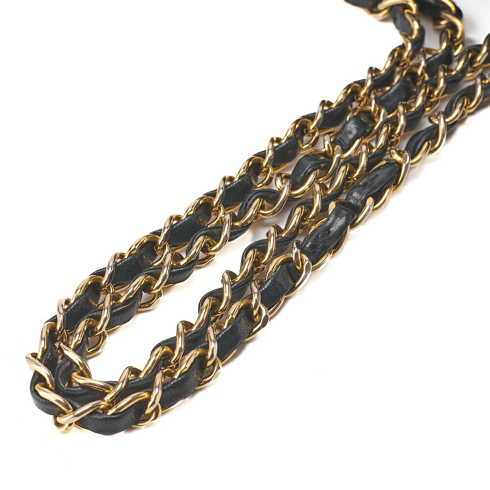 CHANEL Matelasse Double Flap 23cm Chain Shoulder Lambskin Black Gold-Tone Hardware, Pre-Owned