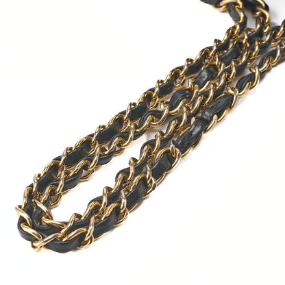 CHANEL Matelasse Double Flap 23cm Chain Shoulder Lambskin Black Gold-Tone Hardware, Pre-Owned