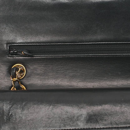 CHANEL Matelasse Double Flap 23cm Chain Shoulder Lambskin Black Gold-Tone Hardware, Pre-Owned
