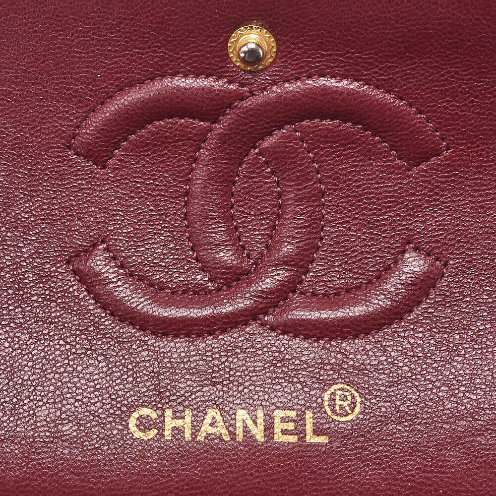 CHANEL Matelasse Double Flap 23cm Chain Shoulder Lambskin Black Gold-Tone Hardware, Pre-Owned