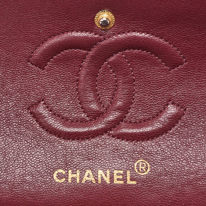 CHANEL Matelasse Double Flap 23cm Chain Shoulder Lambskin Black Gold-Tone Hardware, Pre-Owned