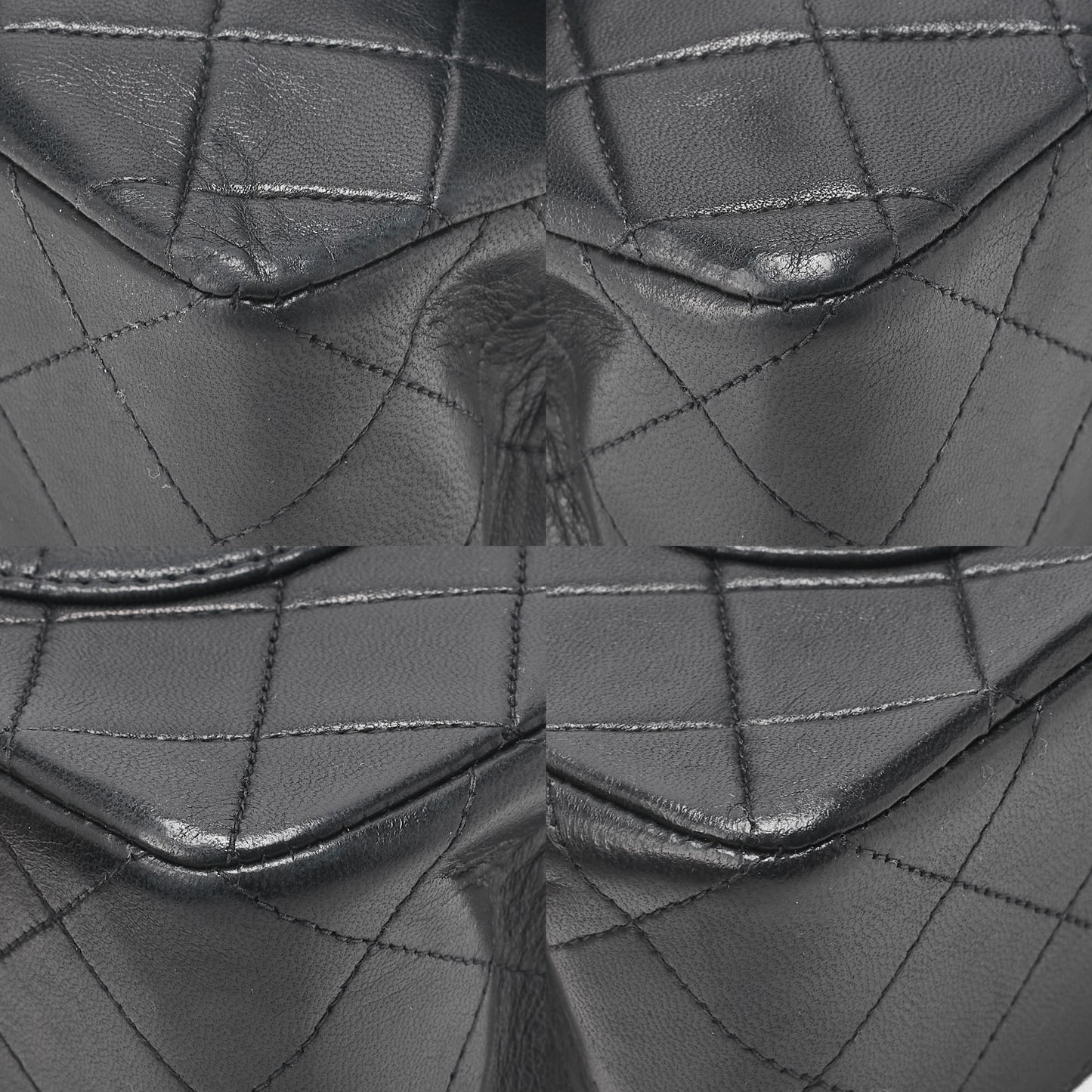 CHANEL Matelasse Double Flap 23cm Chain Shoulder Lambskin Black Gold-Tone Hardware, Pre-Owned