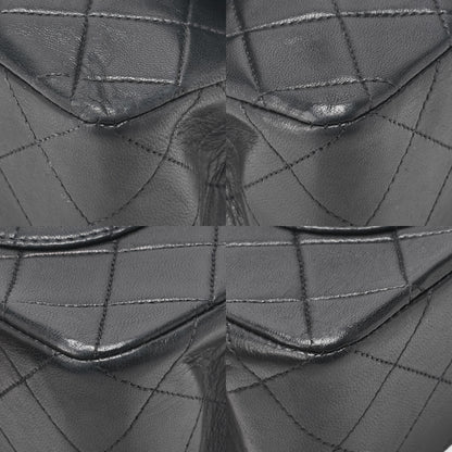 CHANEL Matelasse Double Flap 23cm Chain Shoulder Lambskin Black Gold-Tone Hardware, Pre-Owned