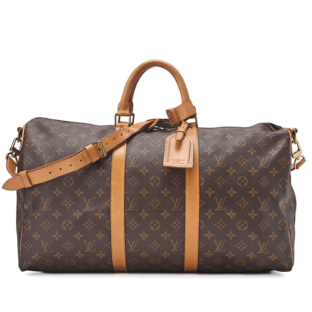 LOUIS VUITTON Louis Vuitton Monogram Keepol Handbag 50 Boston Bag M41416 Brown Gold-Tone Hardware, Pre-Owned
