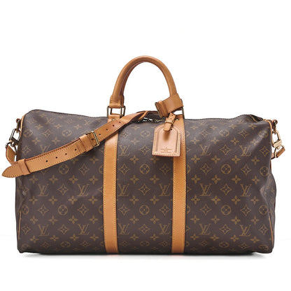 LOUIS VUITTON Louis Vuitton Monogram Keepol Handbag 50 Boston Bag M41416 Brown Gold-Tone Hardware, Pre-Owned