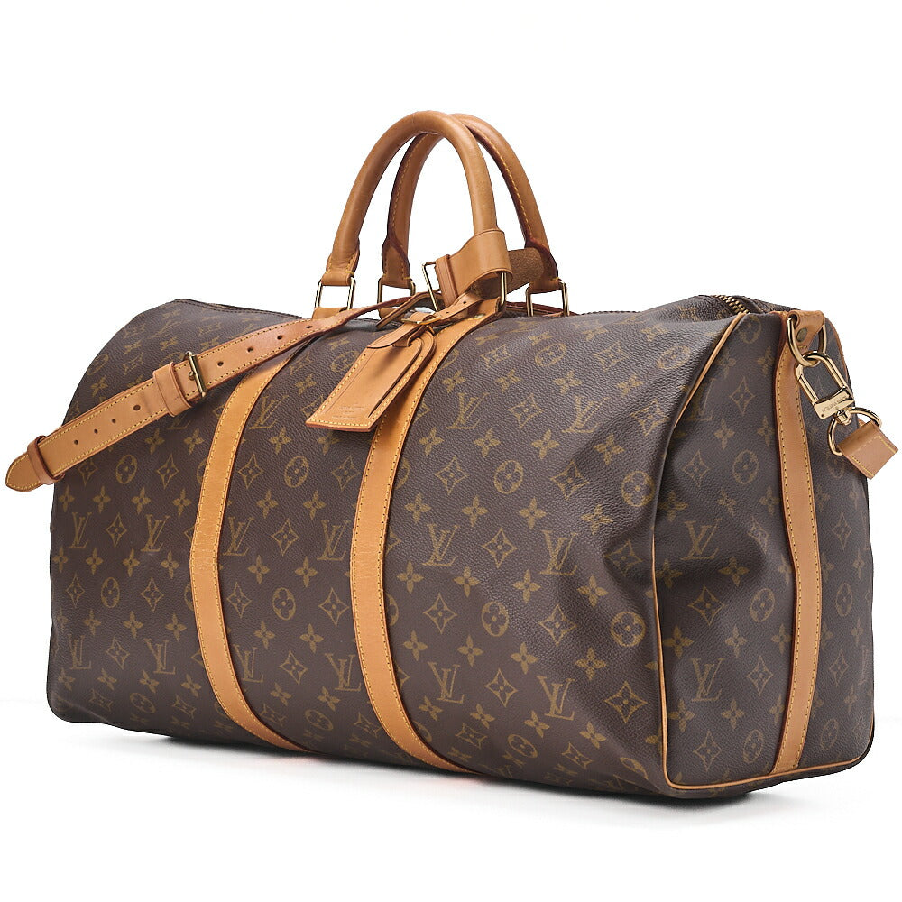 LOUIS VUITTON Louis Vuitton Monogram Keepol Handbag 50 Boston Bag M41416 Brown Gold-Tone Hardware, Pre-Owned