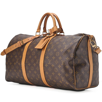 LOUIS VUITTON Louis Vuitton Monogram Keepol Handbag 50 Boston Bag M41416 Brown Gold-Tone Hardware, Pre-Owned
