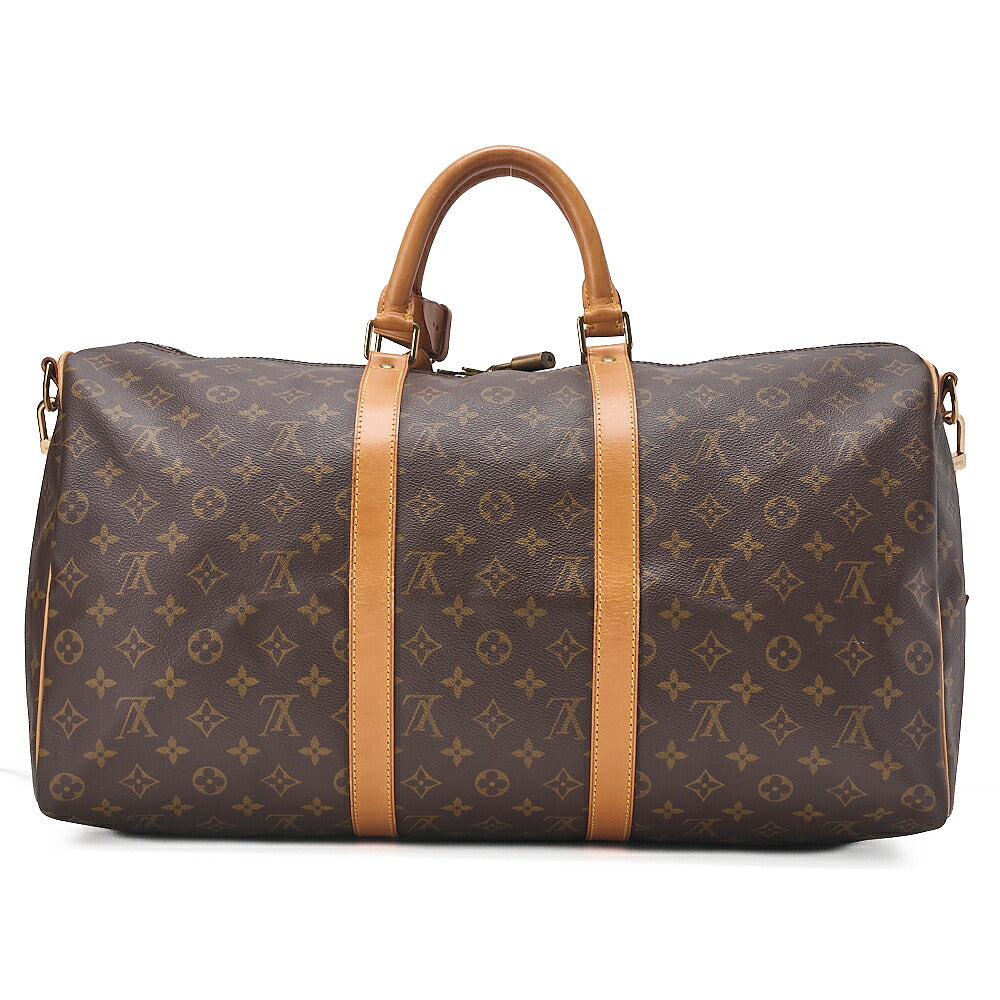 LOUIS VUITTON Louis Vuitton Monogram Keepol Handbag 50 Boston Bag M41416 Brown Gold-Tone Hardware, Pre-Owned
