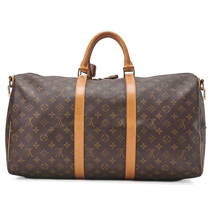 LOUIS VUITTON Louis Vuitton Monogram Keepol Handbag 50 Boston Bag M41416 Brown Gold-Tone Hardware, Pre-Owned