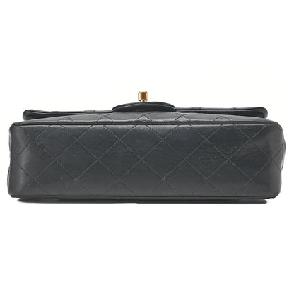 CHANEL Chain Shoulder Bag Matelasse Double Flap 23cm Lambskin Black Gold-Tone Hardware, Pre-Owned