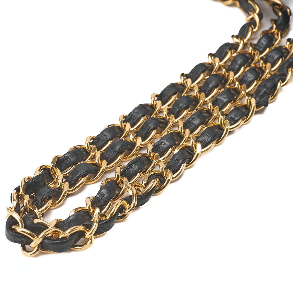 CHANEL Chain Shoulder Bag Matelasse Double Flap 23cm Lambskin Black Gold-Tone Hardware, Pre-Owned