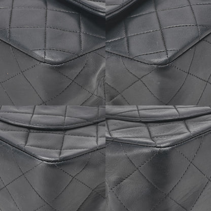 CHANEL Chain Shoulder Bag Matelasse Double Flap 23cm Lambskin Black Gold-Tone Hardware, Pre-Owned