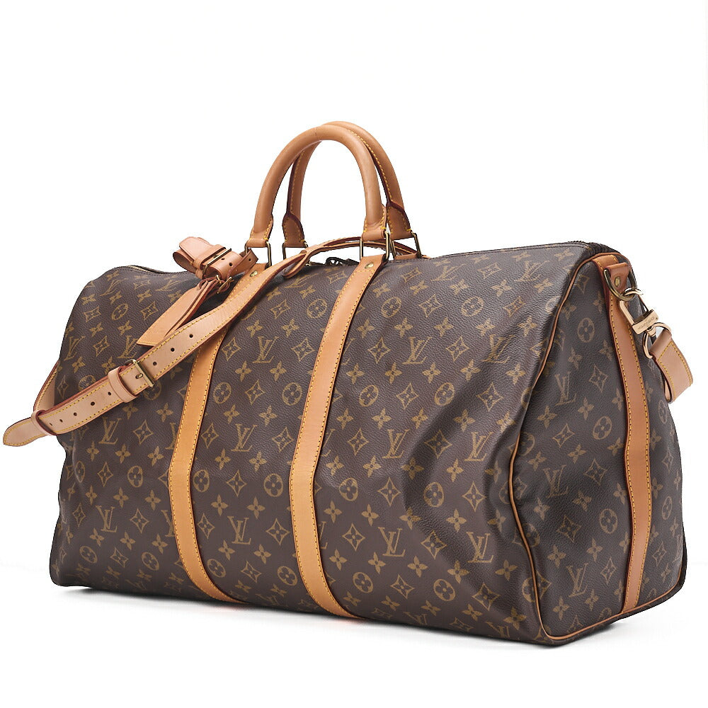 LOUIS VUITTON Louis Vuitton Monogram Keepol Handbag 55 Boston Bag M12634 Brown Gold-Tone Hardware, Pre-Owned