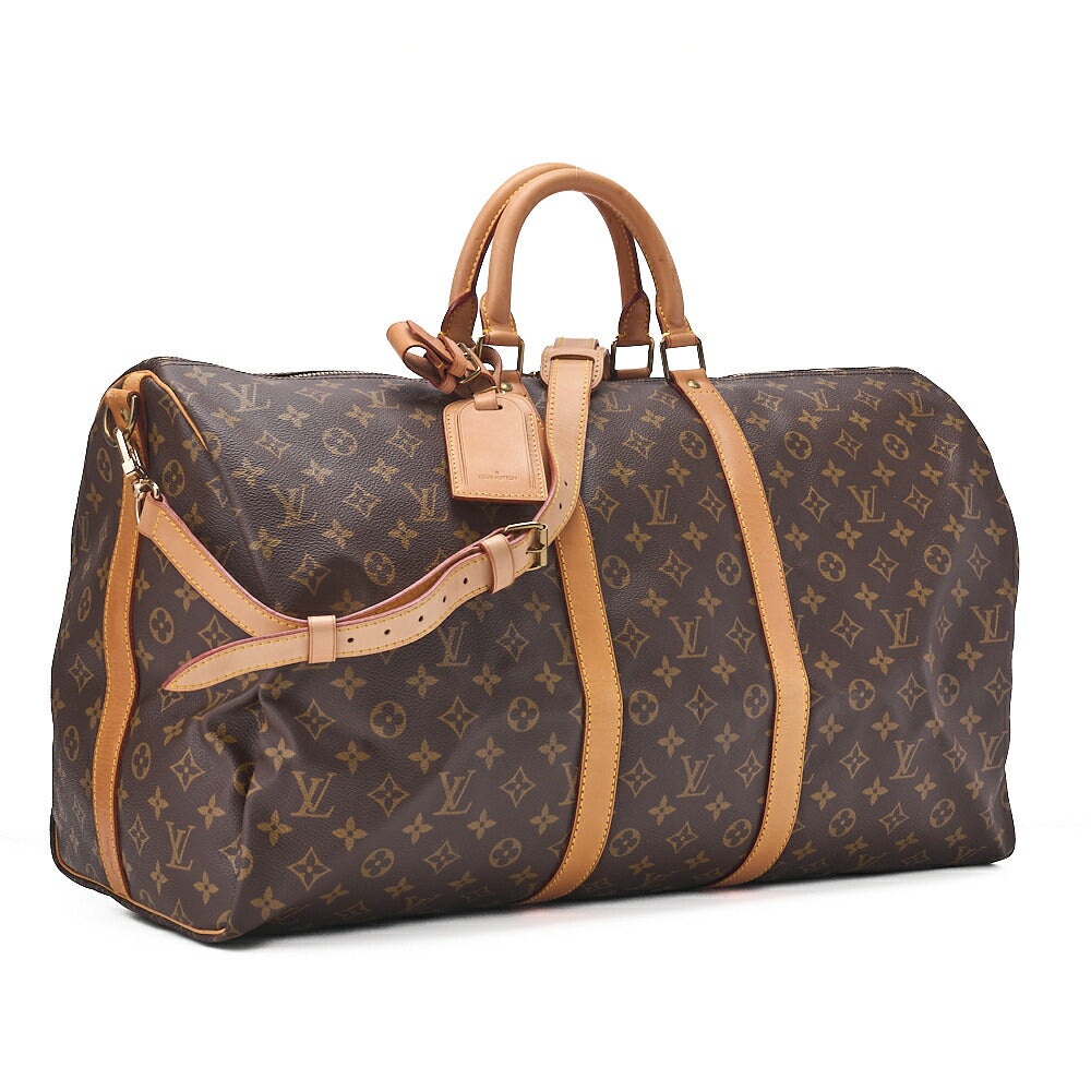 LOUIS VUITTON Louis Vuitton Monogram Keepol Handbag 55 Boston Bag M12634 Brown Gold-Tone Hardware, Pre-Owned
