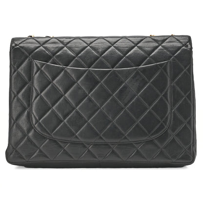 CHANEL Deca Matelasse 30 Turnlock Chain Shoulder Bag Lambskin Black Gold-Tone Hardware, Pre-Owned