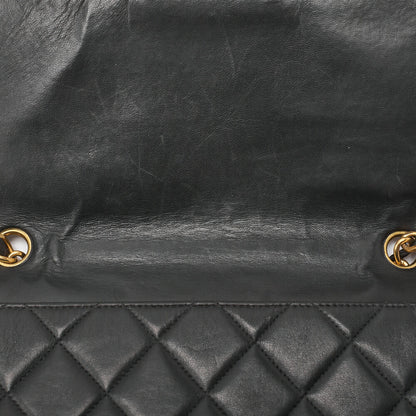 CHANEL Deca Matelasse 30 Turnlock Chain Shoulder Bag Lambskin Black Gold-Tone Hardware, Pre-Owned