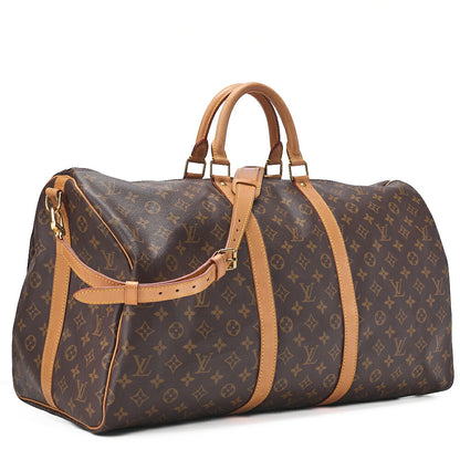 LOUIS VUITTON Louis Vuitton Monogram Keepol Handi?re 55 Boston Bag M12634 Brown Gold-Tone Hardware, Pre-Owned