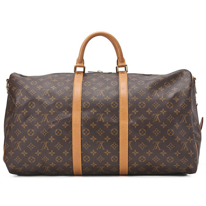 LOUIS VUITTON Louis Vuitton Monogram Keepol Handi?re 55 Boston Bag M12634 Brown Gold-Tone Hardware, Pre-Owned