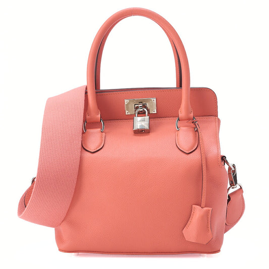 HERMES Toolbox 20 Evercolor 2way Flamingo Handbag Silver-Tone Hardware, Pre-Owned
