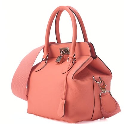 HERMES Toolbox 20 Evercolor 2way Flamingo Handbag Silver-Tone Hardware, Pre-Owned