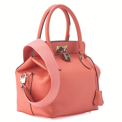 HERMES Toolbox 20 Evercolor 2way Flamingo Handbag Silver-Tone Hardware, Pre-Owned