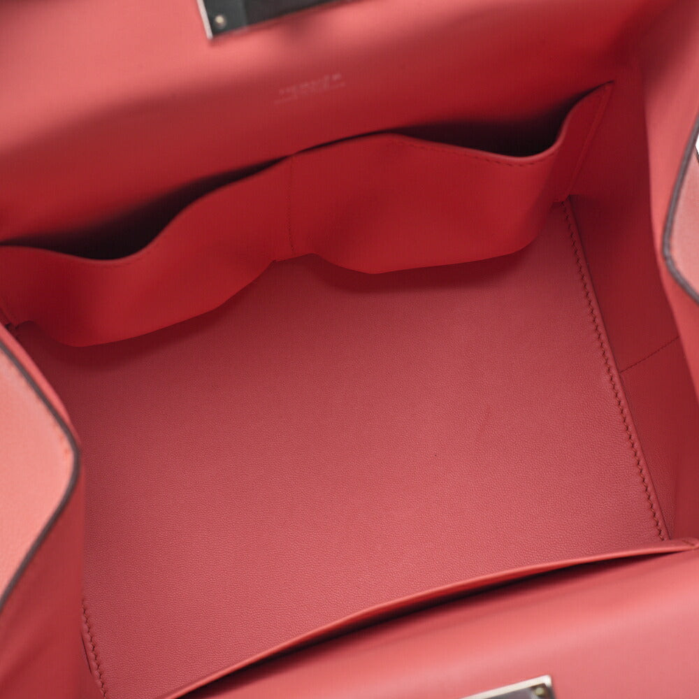 HERMES Toolbox 20 Evercolor 2way Flamingo Handbag Silver-Tone Hardware, Pre-Owned