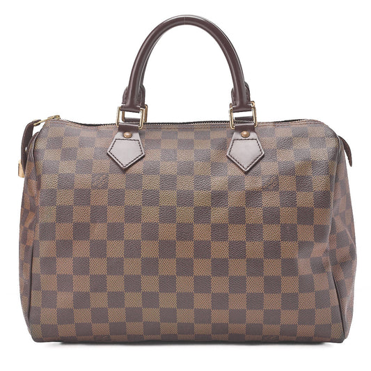 LOUIS VUITTON Louis Vuitton Damier Speedy 30 Handbag N41531 Brown Gold-Tone Hardware, Pre-Owned