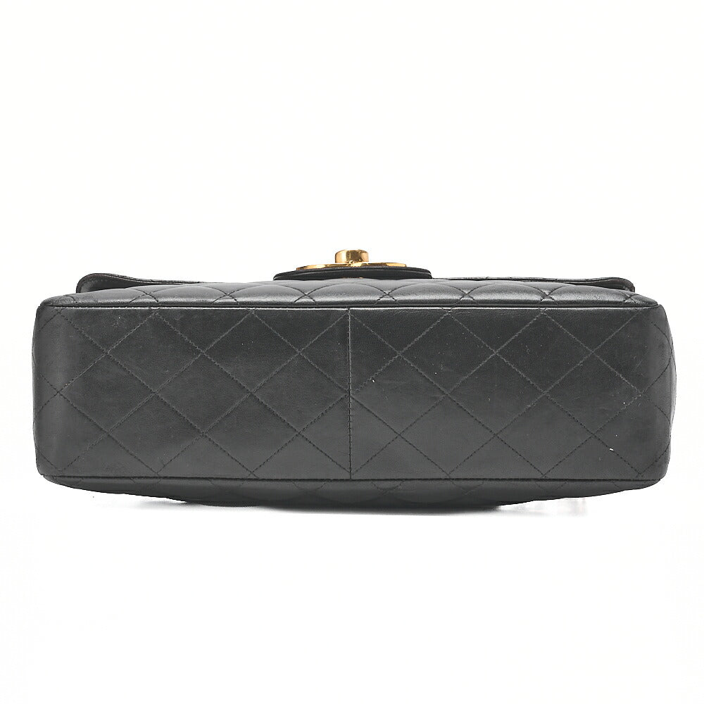 CHANEL Chain Shoulder Bag Deca Matelasse30cm Single Flap Lambskin Black Gold-Tone Hardware, Pre-Owned