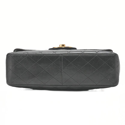 CHANEL Chain Shoulder Bag Deca Matelasse30cm Single Flap Lambskin Black Gold-Tone Hardware, Pre-Owned