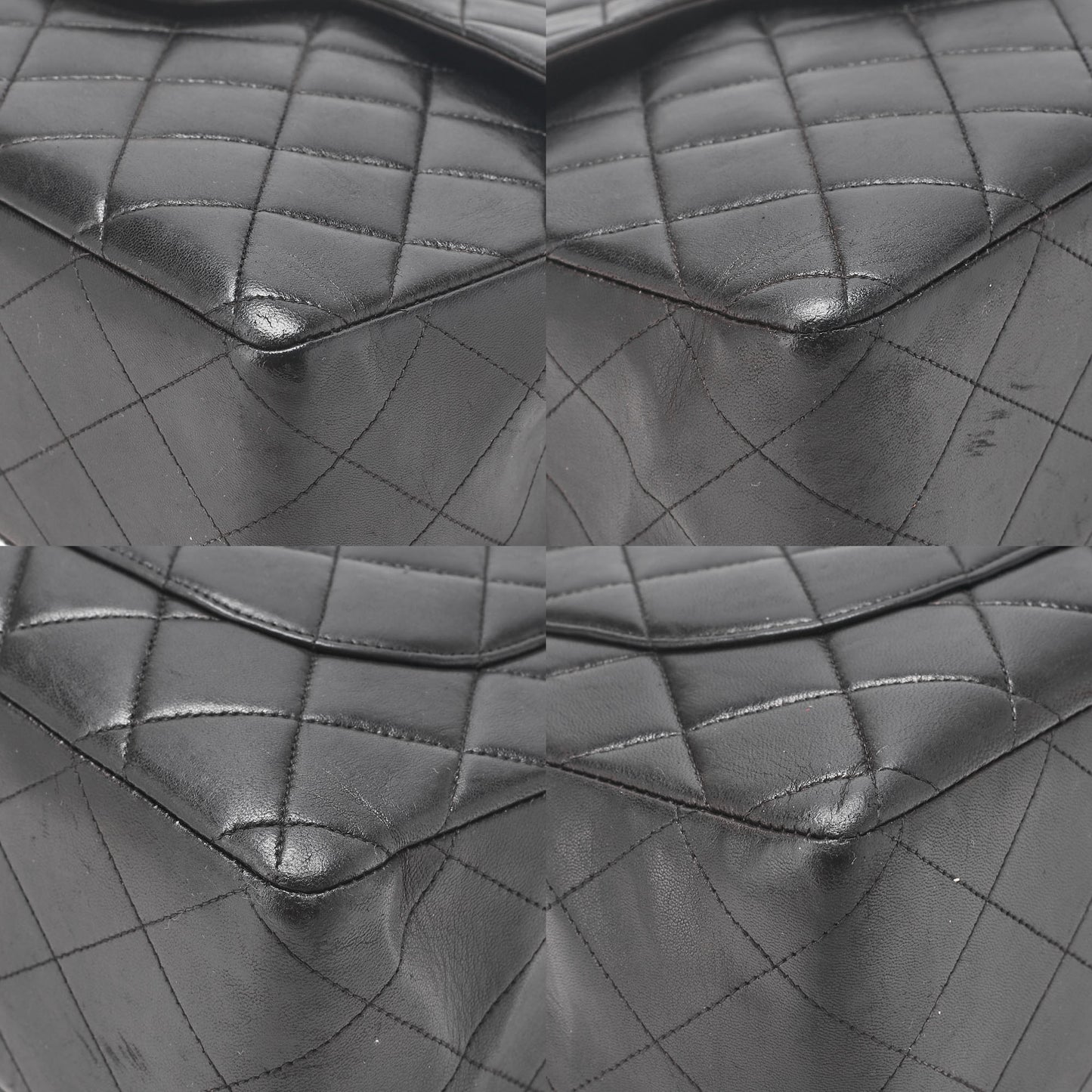 CHANEL Chain Shoulder Bag Deca Matelasse30cm Single Flap Lambskin Black Gold-Tone Hardware, Pre-Owned