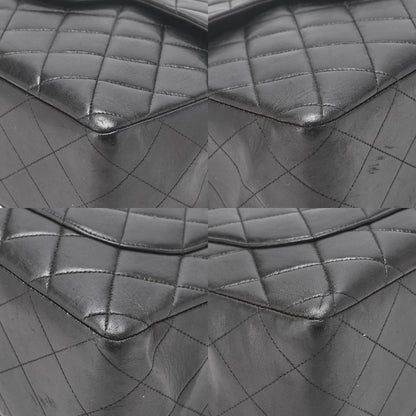 CHANEL Chain Shoulder Bag Deca Matelasse30cm Single Flap Lambskin Black Gold-Tone Hardware, Pre-Owned